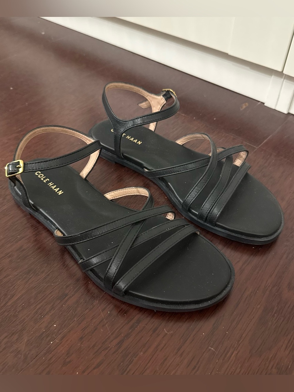 Cole Haan Black Strappy Ankle Strap Sandals